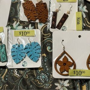 Leaf-Shaped Wooden Earrings